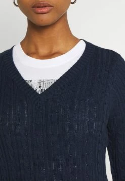 Hollister Co. ICON CABLE V NECK - Strickpullover - Navy | Damen -Hollister Geschäft 02150eef42d040b28d4633f3c559b7cc