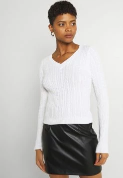 Hollister Co. ICON CABLE V NECK - Strickpullover - White | Damen -Hollister Geschäft 16bd33b83f3543de861d5b684c12e214