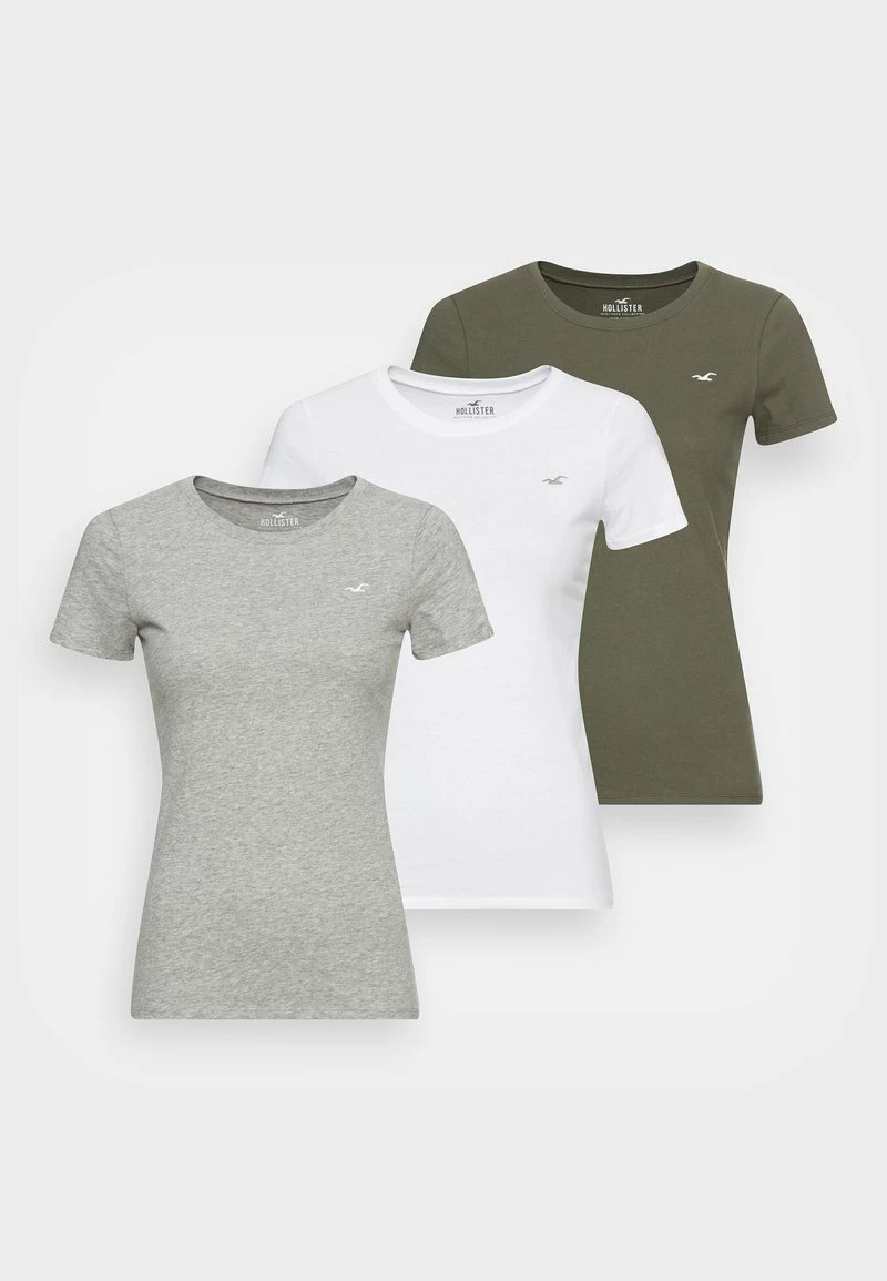 Hollister Co. SLIM CREW 3 PACK - T-Shirt Basic - White/grey/beetle | Damen 8 Hollister Co. SLIM CREW 3 PACK - T-Shirt Basic - White/grey/beetle | Damen – Bild 6