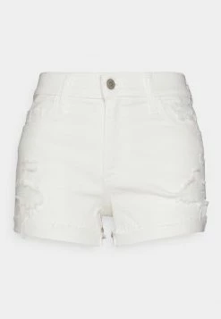 Hollister Co. DESTROY BACK POCKET RAW CUT - Jeans Shorts - White | Damen