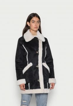 Hollister Co. LONG SHEARLING JACKET - Kurzmantel - Black | Damen