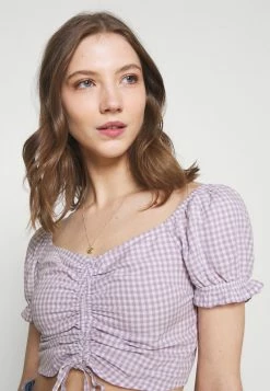 Hollister Co. CINCH TIE - Bluse - White/purple | Damen -Hollister Geschäft 22427c786a564c95be78a425f1ddd9b7