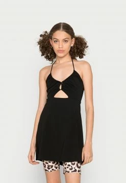 Hollister Co. FRONT CUTOUT DRESS - Jerseykleid - Black | Damen