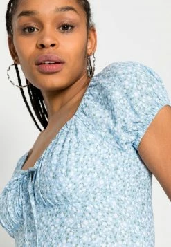 Hollister Co. RUCHED BUST SET TOP - Bluse - Blue/white Floral | Damen -Hollister Geschäft 23bbf4838fb7431eab48fdba590a5fb0