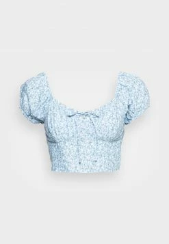 Hollister Co. RUCHED BUST SET TOP - Bluse - Blue/white Floral | Damen -Hollister Geschäft 296fc8d05d674640948f98302abde5af