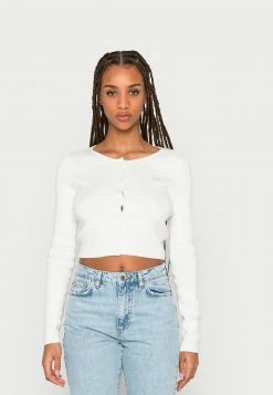 Hollister Co. ICON CROP CARDIGAN SOLIDS - Strickjacke - White | Damen