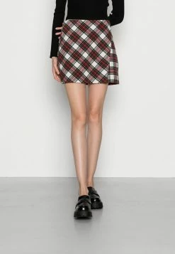 Hollister Co. PLAID STRUCTURED SKIRT - Minirock - White/red Plaid | Damen
