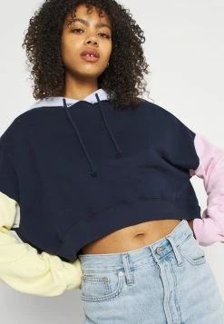 Hollister Co. COLORBLOCKED CROPPED - Sweatshirt - Navy | Damen -Hollister Geschäft 344db2668bbd45f696f5280ad200b4c1