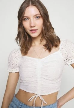 Hollister Co. CINCH TIE - Bluse - White Eyelet | Damen -Hollister Geschäft 3cc8258fc1464c8d9668830386167329