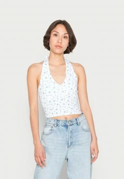 Hollister Co. BARE HALTER UNDER BUST SEAM - Top - Blue/white | Damen