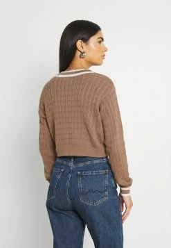 Hollister Co. CROP EASY TIPPED V NECK - Strickpullover - Light Brown | Damen -Hollister Geschäft 44f370c89afe48d99265fdb2e886c139