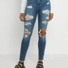 Hollister Co. CURVY MED SHRED - Jeans Skinny Fit - Blue | Damen -Hollister Geschäft 48636ad1c1bd47e08bef6bf4144d4c76