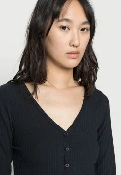 Hollister Co. TEXTURED BUTTON FLYAWAY - Strickjacke - Casual Black | Damen -Hollister Geschäft 50224619173b42aba9826cafc447118e