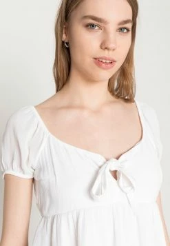 Hollister Co. TIE FRONT BABYDOLL - Bluse - White | Damen -Hollister Geschäft 504515b22c5c4fa9ae8ab9bbc0159bc2