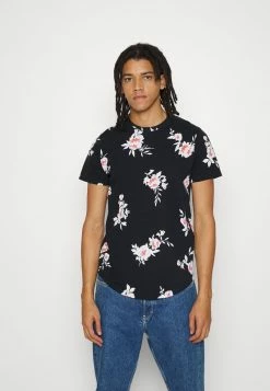 Hollister Co. CURVED HEM PATTERN - T-Shirt Print - Black | Herren