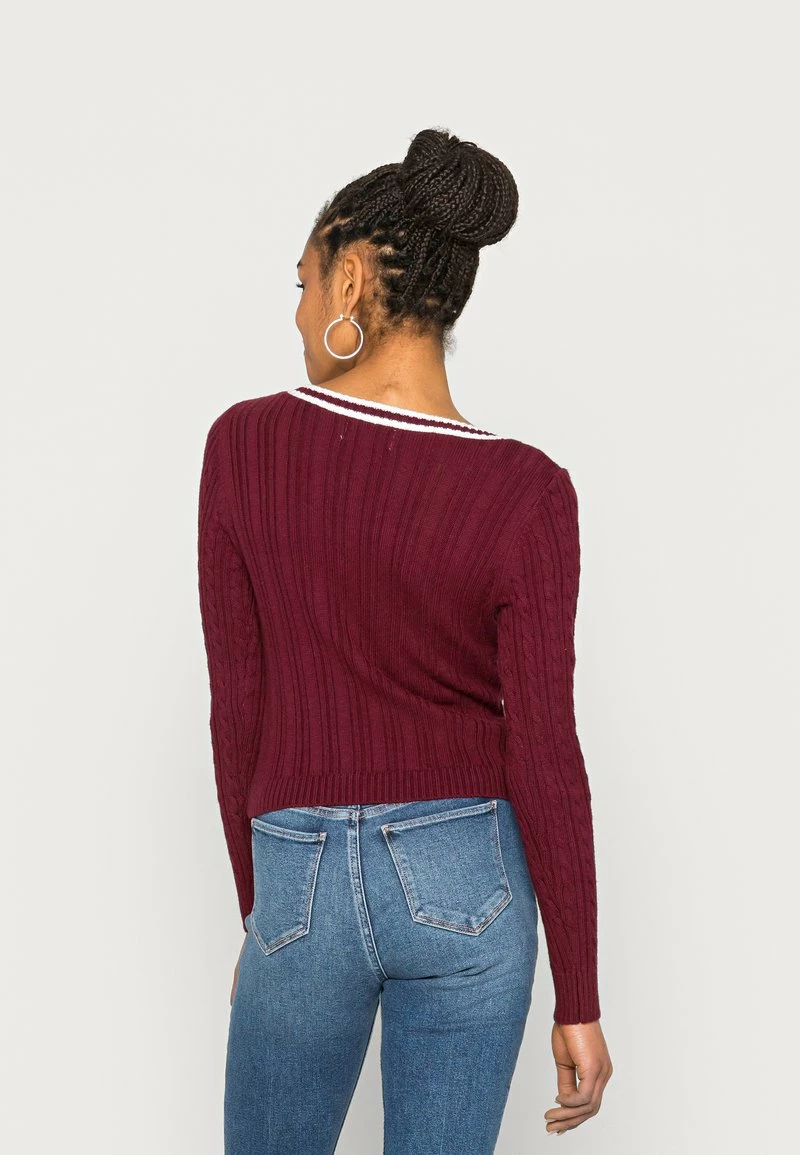 Hollister Co. ICON CABLE V NECK - Strickpullover - Zinfandel/white Tipping | Damen 5 Hollister Co. ICON CABLE V NECK - Strickpullover - Zinfandel/white Tipping | Damen – Bild 3