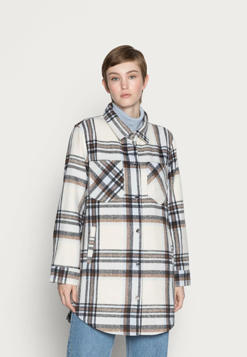 Hollister Co. CREAM PLAID LONG SHACKET - Übergangsjacke - Cream/blue/grey Plaid | Damen 3 Hollister Co. CREAM PLAID LONG SHACKET - Übergangsjacke - Cream/blue/grey Plaid | Damen