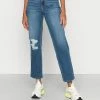 Hollister Co. KNEE VINT - Jeans Straight Leg - Blue | Damen