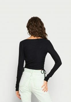 Hollister Co. DOUBLE SIDE CINCH BUTTON THROUGH - Langarmshirt - Black | Damen -Hollister Geschäft 5e90db492ee34537a39d3cb33db259c5