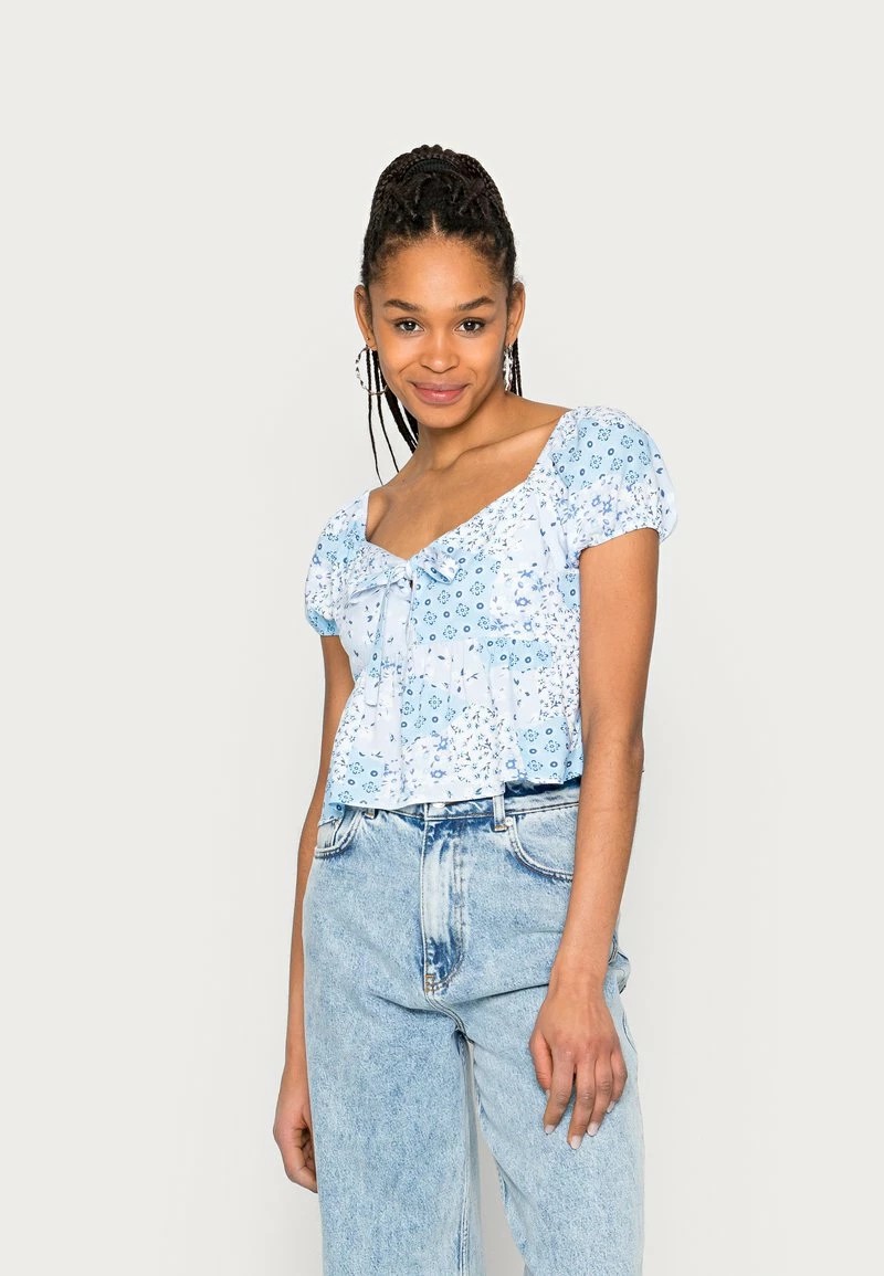 Hollister Co. TIE FRONT BABYDOLL - Bluse - Blue/white | Damen 3 Hollister Co. TIE FRONT BABYDOLL - Bluse - Blue/white | Damen