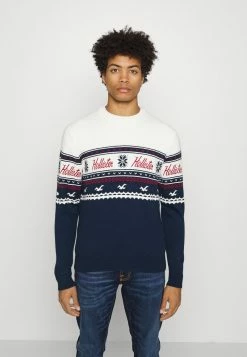 Hollister Co. FAIR ISLE CREW - Strickpullover - Navy Pattern | Herren