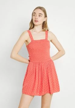 Hollister Co. WEBEX BARE SMOCKED TIEBACK ROMPER - Jumpsuit - Coral | Damen