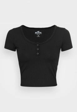 Hollister Co. SEAMLESS SNAP HENLEY - T-Shirt Basic - Casual Black | Damen -Hollister Geschäft 6a2afeaebd0441709d9d02a79e865868