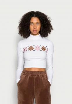 Hollister Co. CROP MOCK - Langarmshirt - White With Argle | Damen