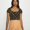 Hollister Co. CAP SLEEVE SMOCK - T-Shirt Print - Black | Damen
