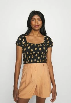 Hollister Co. CAP SLEEVE SMOCK - T-Shirt Print - Black | Damen