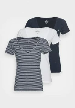 Hollister Co. 3 Pack - T-Shirt Print - Stripes/white/navy | Damen -Hollister Geschäft 6f7eedeb8f4347538452e1f8cc7263e1