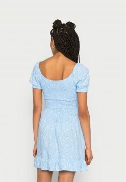 Hollister Co. TWIST SHORT DRESS - Freizeitkleid - Blue Floral | Damen -Hollister Geschäft 6fd797464da346fdaad4559f794411b4