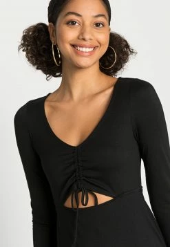 Hollister Co. CUTOUT CINCH FRONT DRESS - Jerseykleid - Black | Damen -Hollister Geschäft 6fe78dc5a8dc4b64b527bcf43407f69c