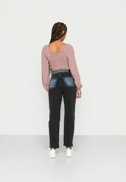 Hollister Co. CURVY TWO TONE VINT - Jeans Straight Leg - Black/blue | Damen -Hollister Geschäft 71f108c3e0d14360bf176e2afcb04172
