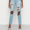 Hollister Co. CURVY MED SHRED MOM - Jeans Straight Leg - Blue Denim | Damen -Hollister Geschäft 7258011370d74ab087c4843d8c72a4e1