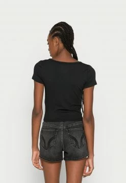 Hollister Co. SEAMLESS SNAP HENLEY - T-Shirt Basic - Casual Black | Damen -Hollister Geschäft 743fc08e0bee42f984236b13db74fa39