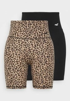 Hollister Co. BIKER LEOPARD 2 PACK - Shorts - Black/beige | Damen