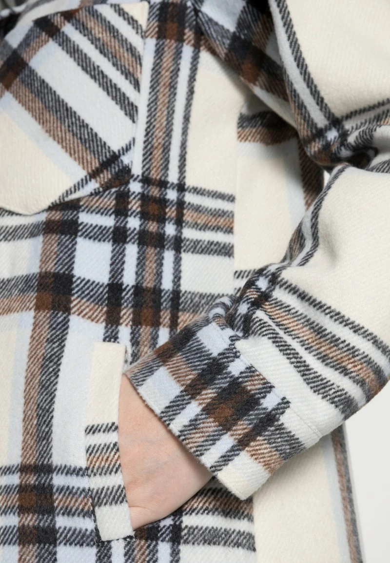 Hollister Co. CREAM PLAID LONG SHACKET - Übergangsjacke - Cream/blue/grey Plaid | Damen 7 Hollister Co. CREAM PLAID LONG SHACKET - Übergangsjacke - Cream/blue/grey Plaid | Damen – Bild 5