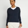 Hollister Co. ICON CABLE V NECK - Strickpullover - Navy | Damen -Hollister Geschäft 7838a221e4514f7baddd12ac2ab5ecdc