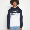 Hollister Co. TECH LOGO SPLICE - Sweatshirt - White/navy | Herren -Hollister Geschäft 78935ffeeca14a6f9879492845917101