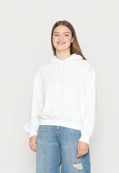Hollister Co. JOCK TAG CROPPED - Kapuzenpullover - Bright White | Damen