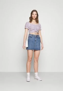 Hollister Co. CINCH TIE - Bluse - White/purple | Damen -Hollister Geschäft 809d6a5c85d443f7917fe249db813942