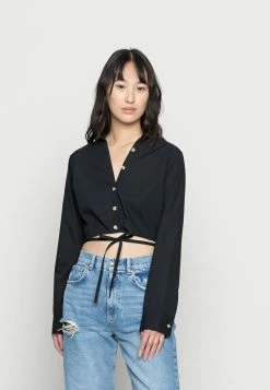 Hollister Co. WRAP AROUND SHIRTING - Hemdbluse - Black | Damen