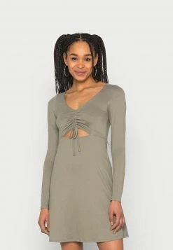 Hollister Co. CUTOUT CINCH FRONT DRESS - Jerseykleid - Olive | Damen