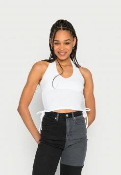 Hollister Co. DOUBLE SIDE CINCH HALTER - Top - Bright White | Damen