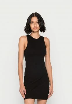 Hollister Co. HIGH NECK EXPOSED SEAM SHORT DRESS - Strickkleid - Black Solid | Damen