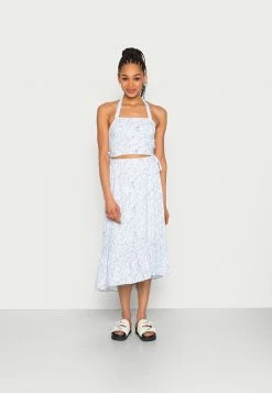 Hollister Co. BARE CINCH HALTER MIDI - Maxirock - Blue/white | Damen