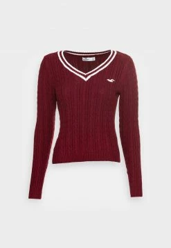 Hollister Co. ICON CABLE V NECK - Strickpullover - Zinfandel/white Tipping | Damen 10 Hollister Co. ICON CABLE V NECK - Strickpullover - Zinfandel/white Tipping | Damen -Hollister Geschäft 976d1fcc08914cfd91e115655a2dcb8f