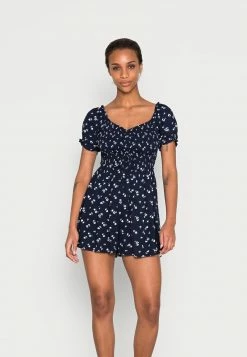 Hollister Co. ON OFF SHOULDER ROMPER - Jumpsuit - Navy Floral | Damen