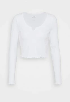 Hollister Co. NOTCH NECK - Langarmshirt - White | Damen -Hollister Geschäft 9992c6778856423d9ecc3a386dfe22d7